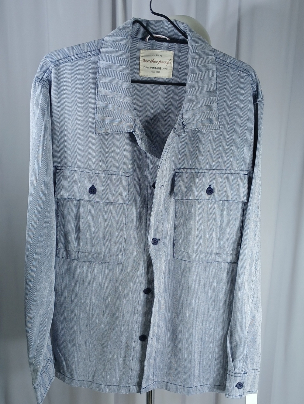 Weatherproof NEW Pale Blue Long-Sleeve mens Casual Button-Down Shirt